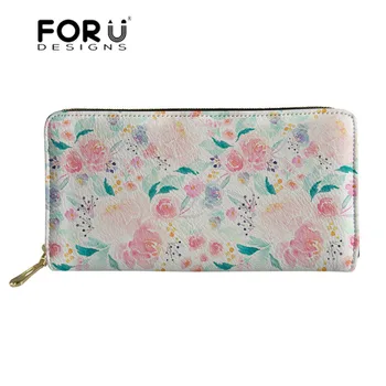 

FORUDESIGNS Women's Purse for Coins Indy Bloom Pink Plush Florals Printing Ladies Wallet Casual Money Bags Cash ID Card Holder