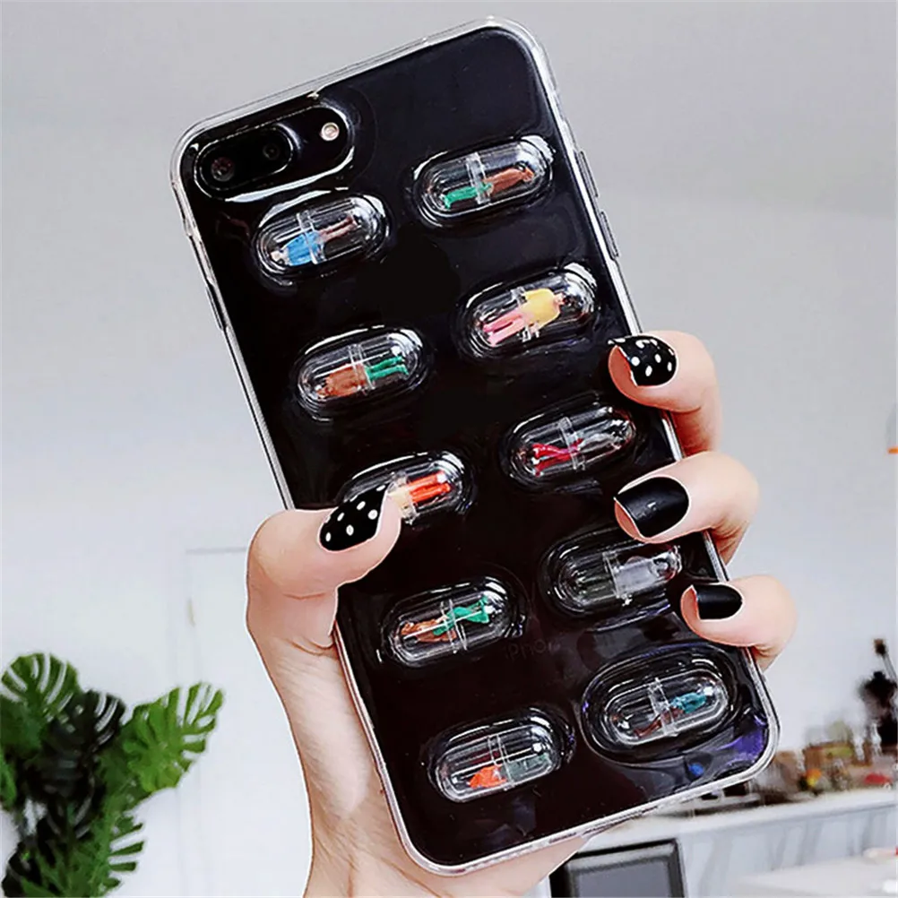 10pcs Case For IPhone DIY Capsule Pills Colorful Person TPU Soft