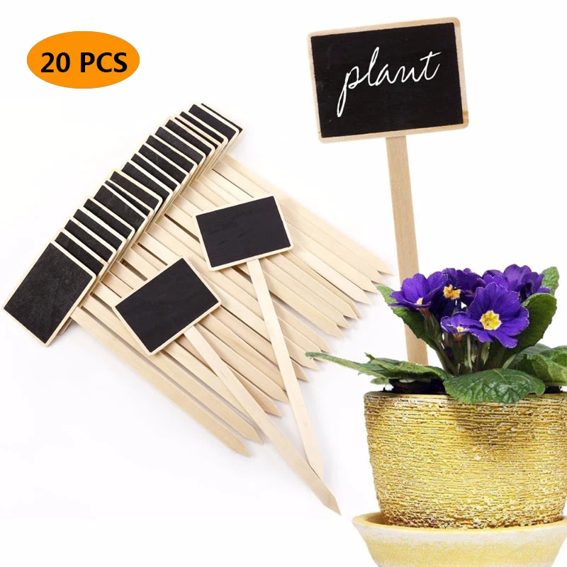 

20PCS Plant Labels Wooden Chalkboard Markers Garden Flower Plants Tags Seedling Planting Tools Label Home DIY Tag Gardening Tool