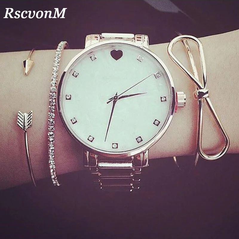 

RscvonM Gold Color Clear CZ 3pcs/set Charm Bracelets & Bangles For Women Star With Moon Bangle Jewelry Wholesale Pulseras
