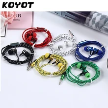 KOYOT Universal In-Ear Braided Cords Earplugs Stereo Subwoofer Music Earphone with Mic for Smartphone MP3/MP4