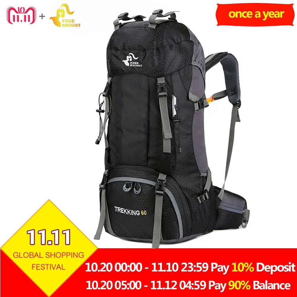 

Free Knight 60L Waterproof Outdoor Sport Backpack Camping Hiking Bag Women Men Climbing Mountain Travel Rucksack with Rain Cover