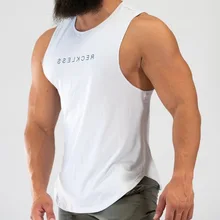 Новинка года для мужчин рубашка без рукавов Фитнес Бодибилдинг спортивный майка тренажерный зал майка для бега Топы s хлопо