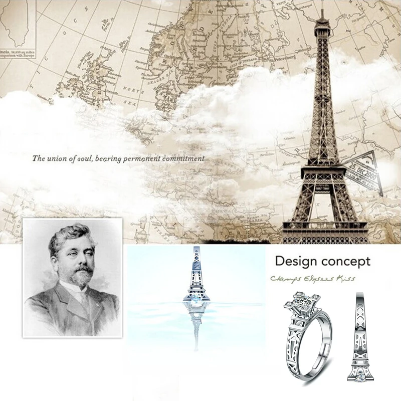 Unique Eiffel Tower Sliver Color Ring AAA Cubic Zirconia Jewelry Anillos Wedding For Women Finger Rings bijoux accessories DR40 (8)