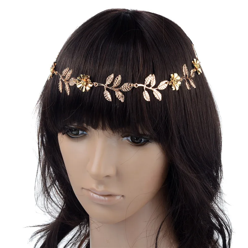 Fashion Jewelry Gold Metal Leaves Headbands New Style Women Flower