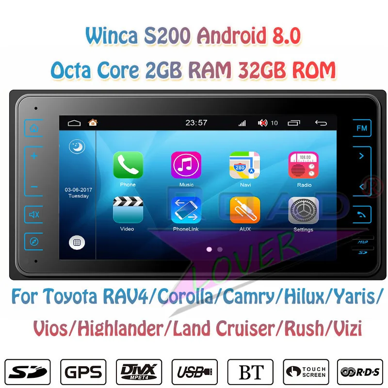 

Winca S200 Android 8.0 Car Radio Player For Toyota Alphard Yaris Corolla Fortuner Land Cruiser Highlander Stereo GPS Navigation
