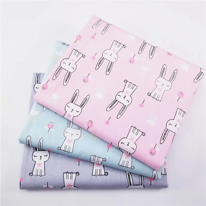 

50x40cm Needlework Crafts 3piece/lot Cartoon Animal Fabric Cotton Patchwork Cloth DIY Sewing Quilting Fat Quarters Material