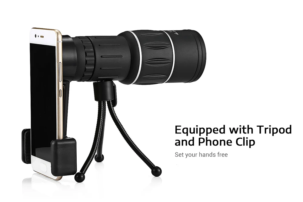 Ajustando com Clipe de Telefone Monocular Telescópio Duplo Foco Zoom Titular Baixa Visão Noturna Poderoso Binóculos 16x52 7 Telescópio e binóculos