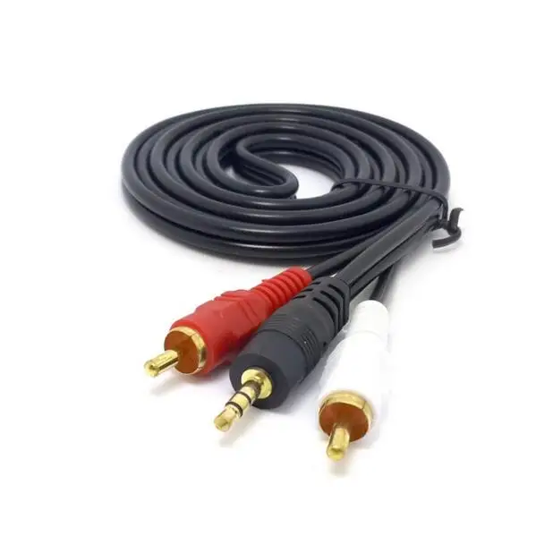 Audio Cable 5FT 1 5m 3 5mm Mini Plug to 2 RCA Hook Computer Laptop To