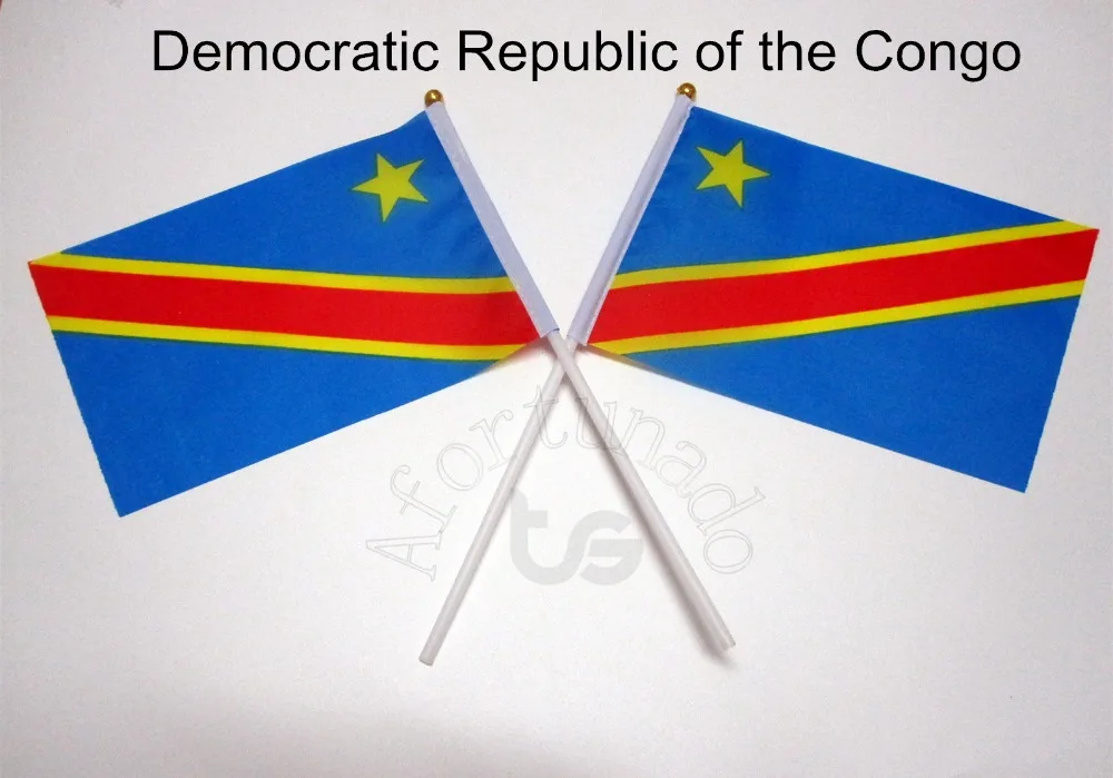 

Dr Congo Democratic Republic of the Cong flag Banner Free shipping 14*21cm hand waving National flag Home Decoration flag banner