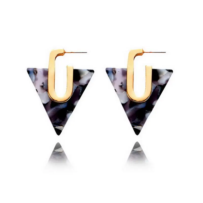 

ZWPON 2018 New Acetate Triangle Hoop Earrings Fashion Women Statement Earrings Pendientes Kendra Designer Jewelry Wholesale