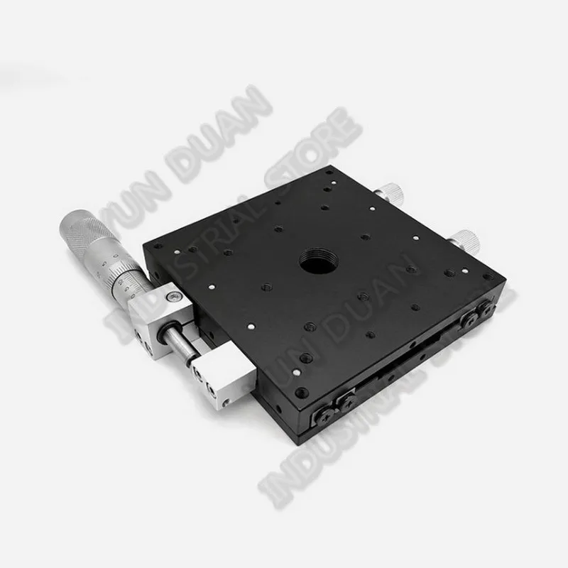 

X Axis 100*100mm Manual Micrometer Trimming Platform Double Lock Nuts Cross Roller Guide Way Linear Stage Sliding Table LX100-R