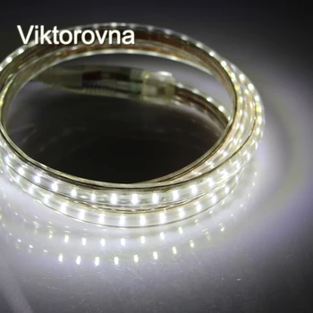 

SMD 3014 LED Strip Flexible Light 120leds AC 220V 110V 240V Waterproof Led Ribbon Tape lamp + EU US UK Power Plug warm white
