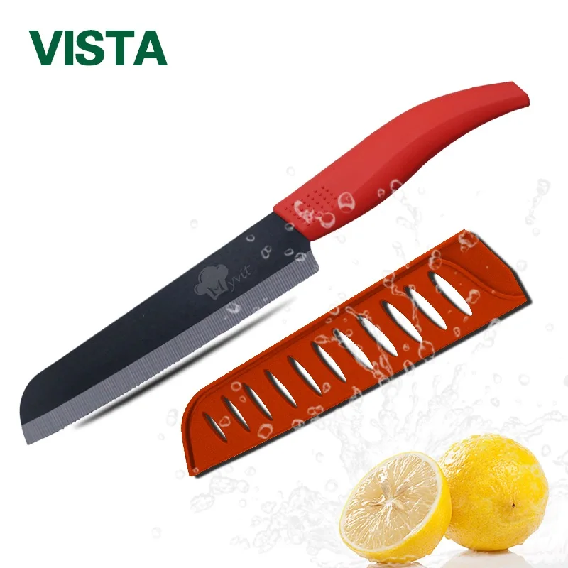 인체공학적 손잡이 세라믹 빵 칼, 조리 도구, 주방 칼, 톱니 케이크 칼, 블랙 블레이드, 4 색, 6 인치