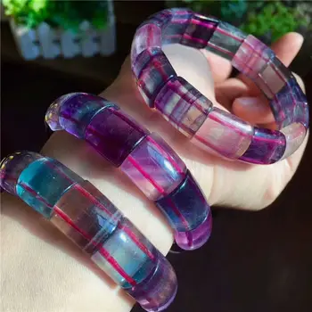 

Free Shipping Natural Colorful Fluorite Crystal Rectangle Beads Stretch One Bracelet 15*11mm