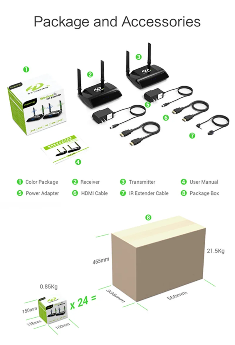 2,4G/5G 1080P беспроводной HDMI AV видео передатчик приемник HDMI конвертер HDMI кабель ИК удлинитель до 100 м hdmi удлинитель AVC580