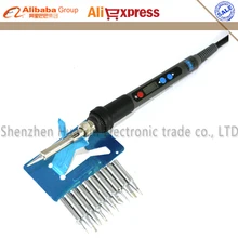 ЖК-цифровой Регулируемый Электрический паяльник с подсветкой, Мини паяльная станция, 220 В, 90 Вт, штепсельная вилка европейского стандарта+ 10 шт., 900 м, паяльный наконечник