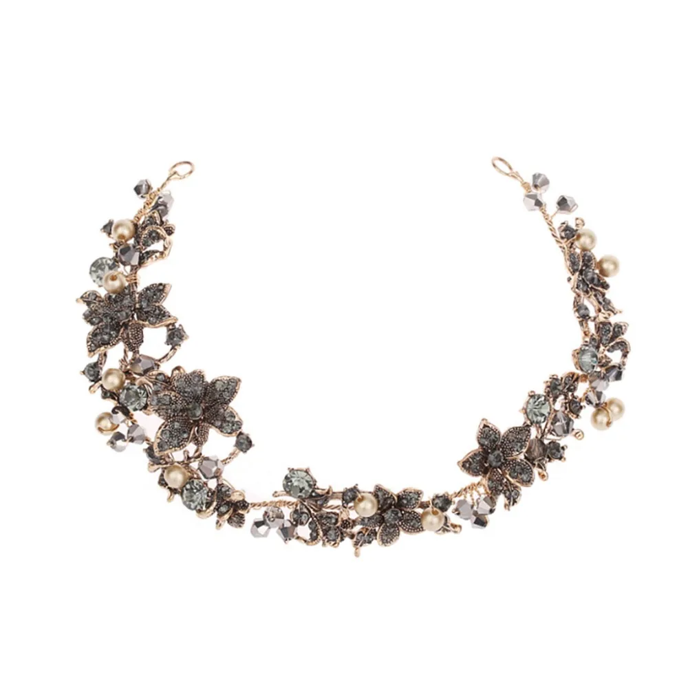 

Luxury Vintage Hair Band Bride Wedding Headpieces Tiara Baroque Headband Antique