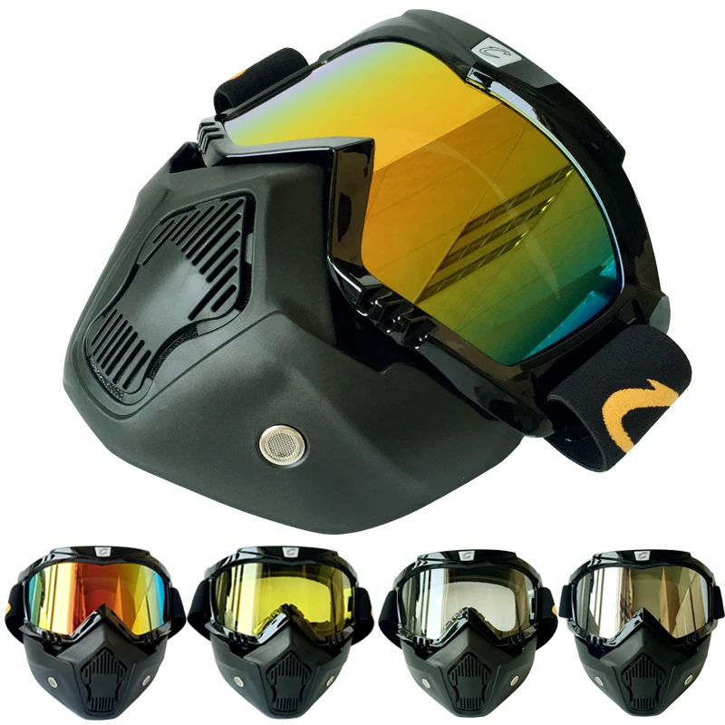 

(1set&4colors) New Arrival !! Mask Goggles Motocross Helmet Goggle Detachable Mouth Filter Fitting Open Face Helmet(CG-03)
