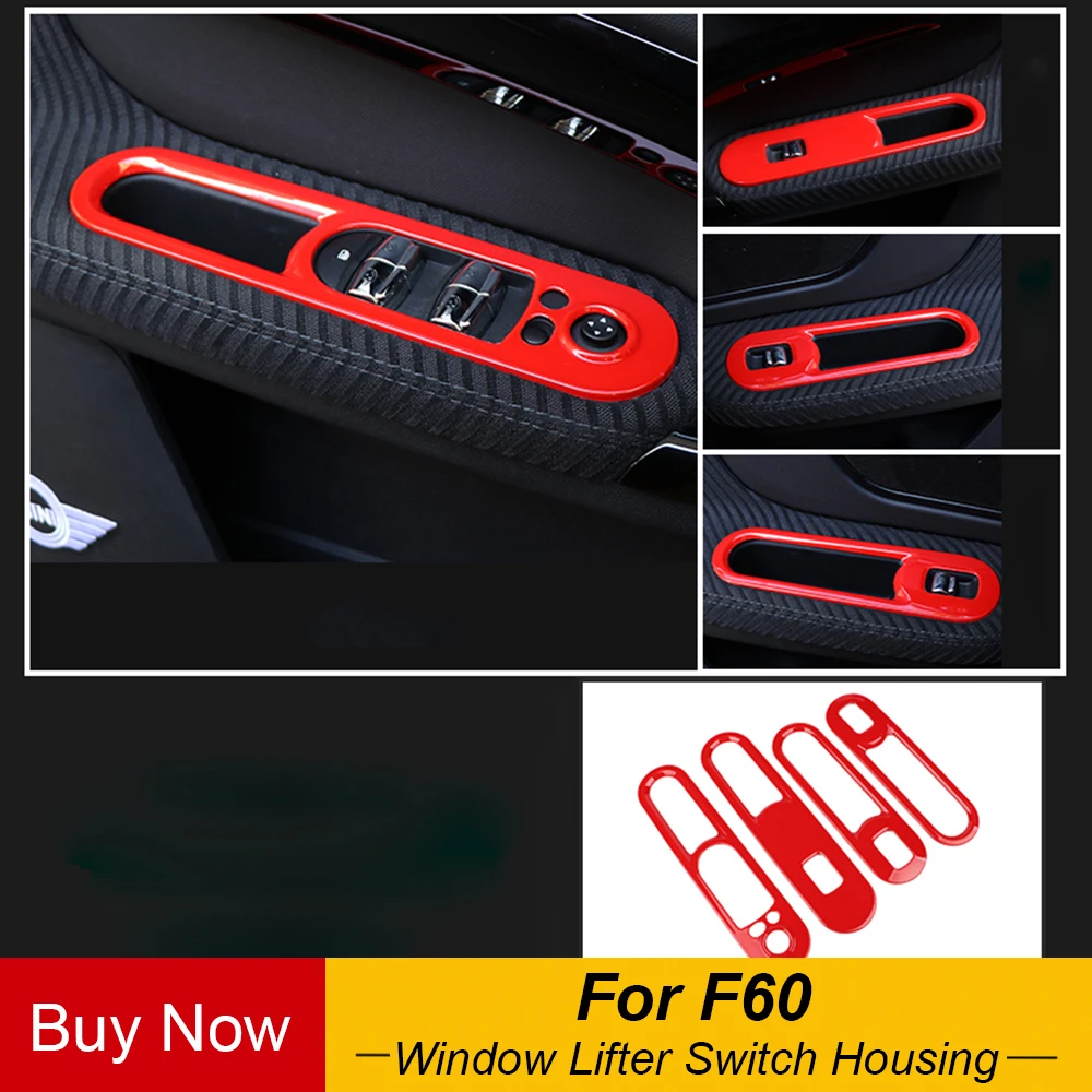 

4pcs/set ABS Jack Car Accessories Window Lifter Switch Button Decor Case Shell Cover For MINI Cooper F60 Countryman Car Styling