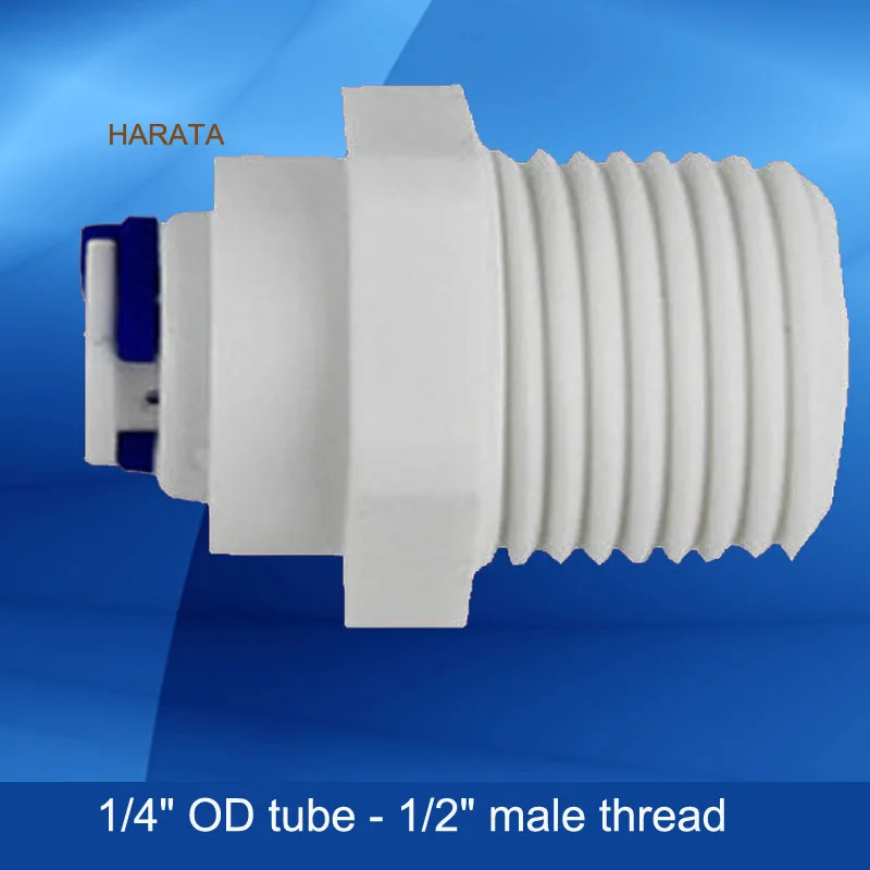 

1/4" OD Tube - 1/2" Male Thread Straight PE Pipe Fitting Hose Quick Connector Aquarium RO Water Filter Reverse Osmosis System