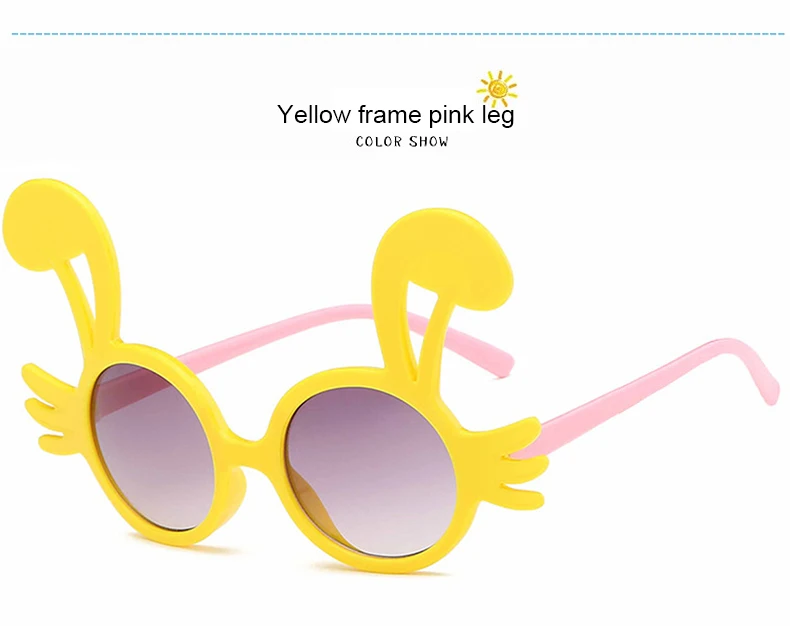 1 (7)MINIMUM Cute rabbit shape Flexible Kids Sunglasses Polarized Child Baby Safety Coating Sun Glasses UV400 Eyewear Shades Infant 