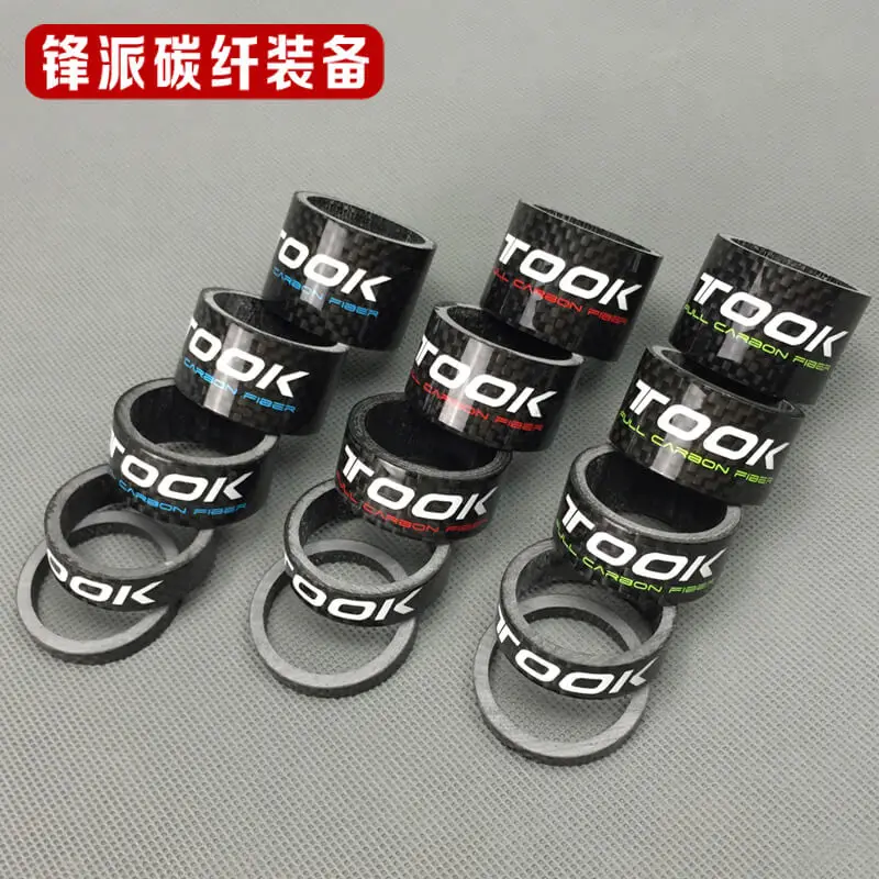 

TOSEEK Full Carbon Fibre Front Fork Ring Cushion Set MTB Mountain Road BMX Bike Handlebar Stem Ring Cushion Bicycle Headset Part