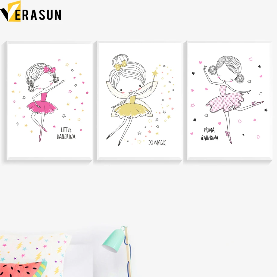 Princess Fairy Prints or Canvas Wall Art Decor Kids Bedroom Baby Nursery