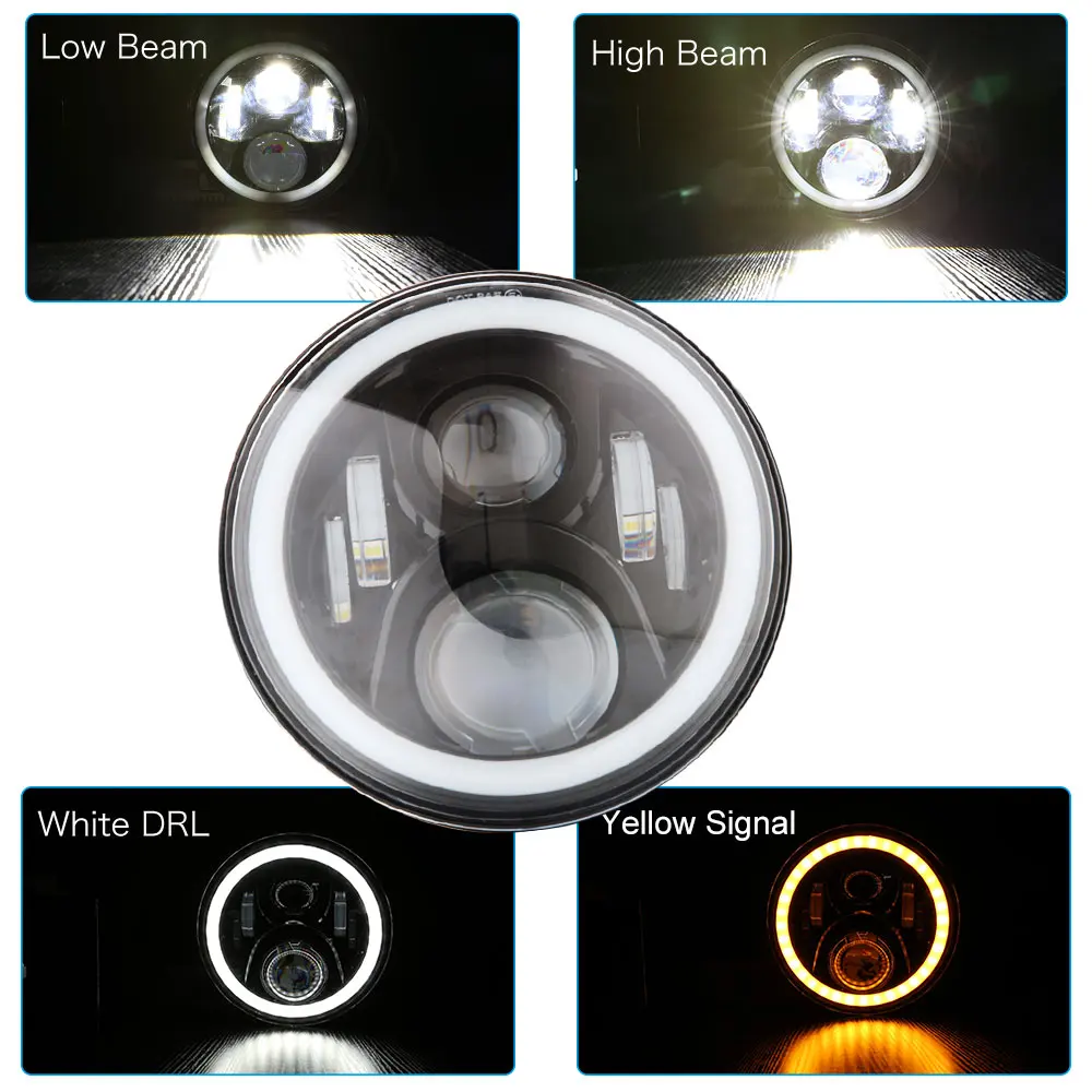 Comprar 2 uds 7 pulgadas ronda Halo Led faro para Jeep Wrangler ilimitado JK 7 \