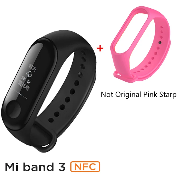 Xiaomi Mi band 3 NFC версия 0,7" OLED большой сенсорный экран новые умные браслеты браслет - Цвет: Pink