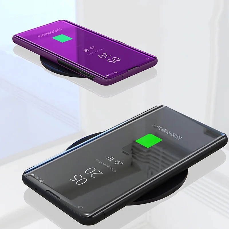 Умный зеркальный флип чехол для телефона Huawei Y9 2019 P Smart Y5 Prime Y6 2018 Honor 7C Pro Y7 кожаный