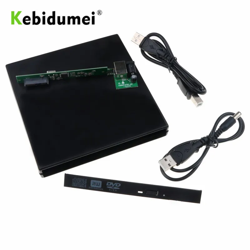 Kebidumei Тонкий портативный USB 2,0 DVD CD DVD-Rom чехол SATA Внешний чехол для ноутбука CD/DVD Оптический привод 12,7 мм