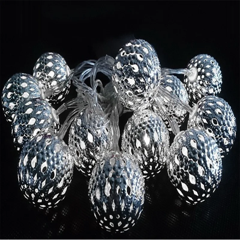 

Solar Powered Metal 12 LED String Fairy Lights Balls Cold White Outdoor Decor Waterproof Starry lighting Gardens Wedding Party