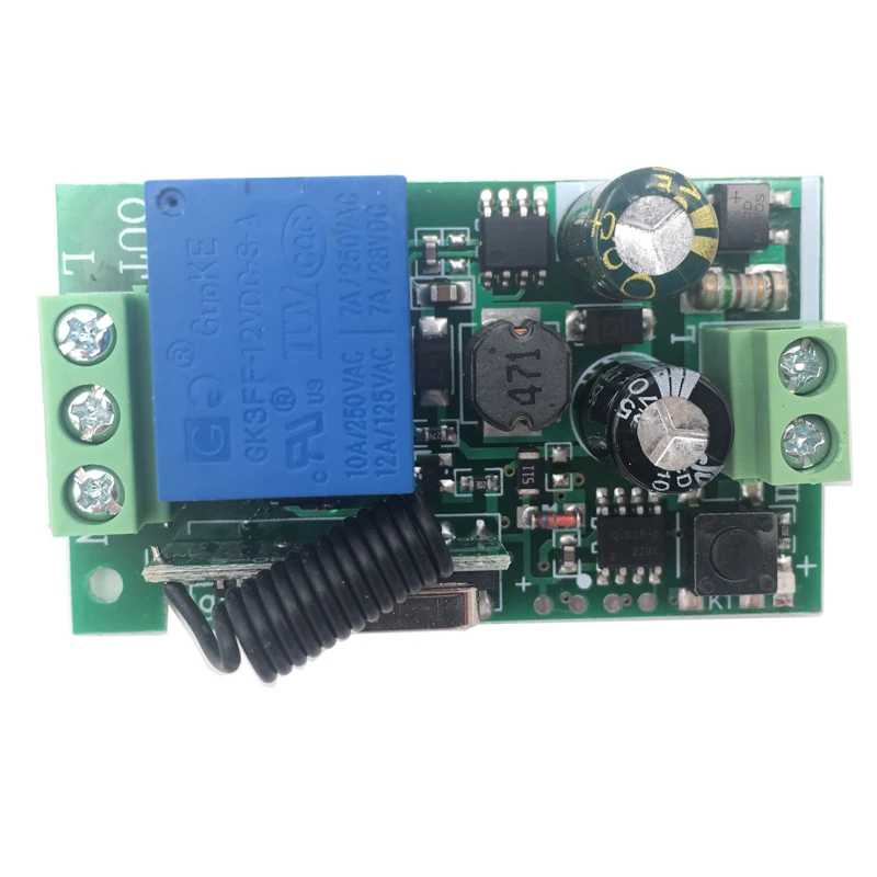 433MHz Universal Wireless Remote Control AC 85V 110V 220V 1CH Relay Receiver Module 1 Button Remote Control gate garage Light