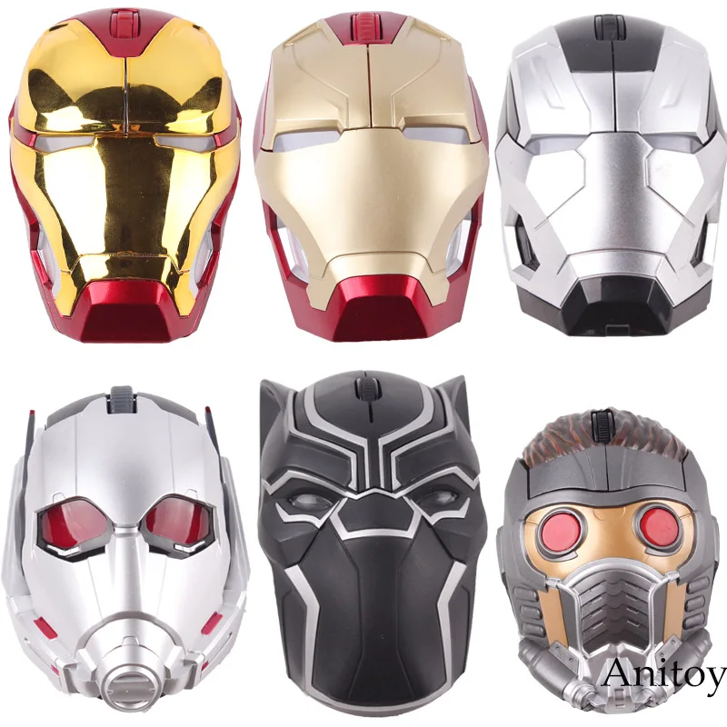 

Iron Man MK50 MK46 War Machine Black Panther Star Lord Ant Man Action Figure Computer Wireless Mouse with Lighting Eye Toy