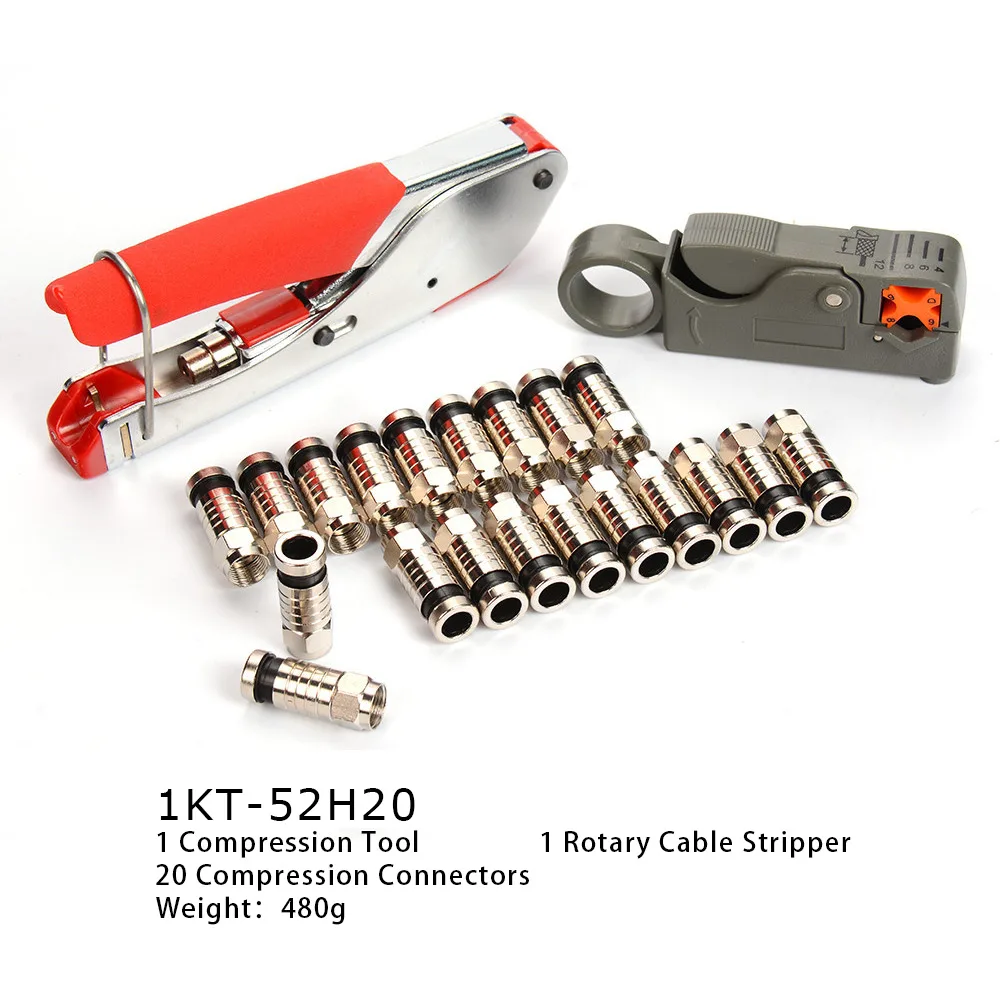 Coaxial Cable Wire Crimping Pliers Stripper RG6 RG59 Compression F Connector Set Coaxial Cable Wire Crimping Pliers Stripper RG6 RG59 Compression F Connector Set