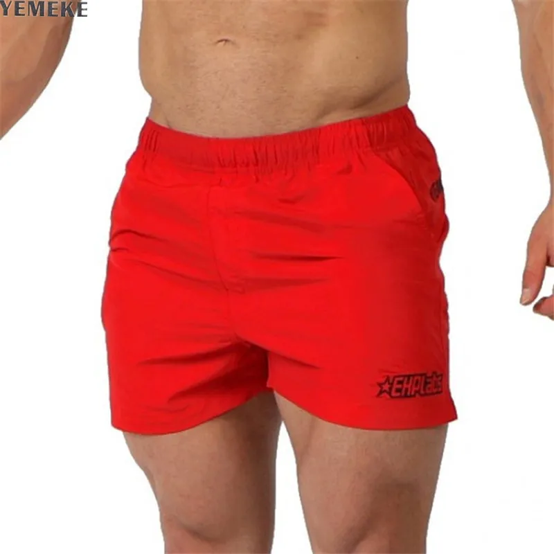 YEMEKE Men's casual summer shorts sexy red black Short men's body-building fashion Mesh fabric breathable and quick dry YEMEKE Men's casual summer shorts sexy red black Short men's body-building fashion Mesh fabric breathable and quick dry