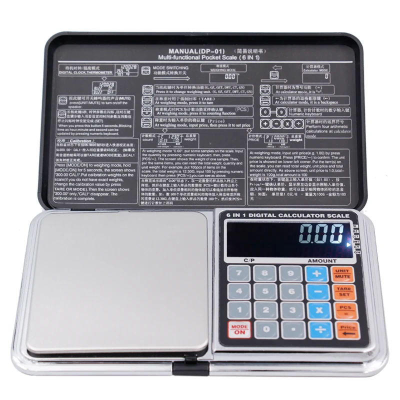

0.01*500g Electronic Scales Digital weight balance LCD 6 in 1 Multi-function With Palm Calculator Deisgn for silver jewelry
