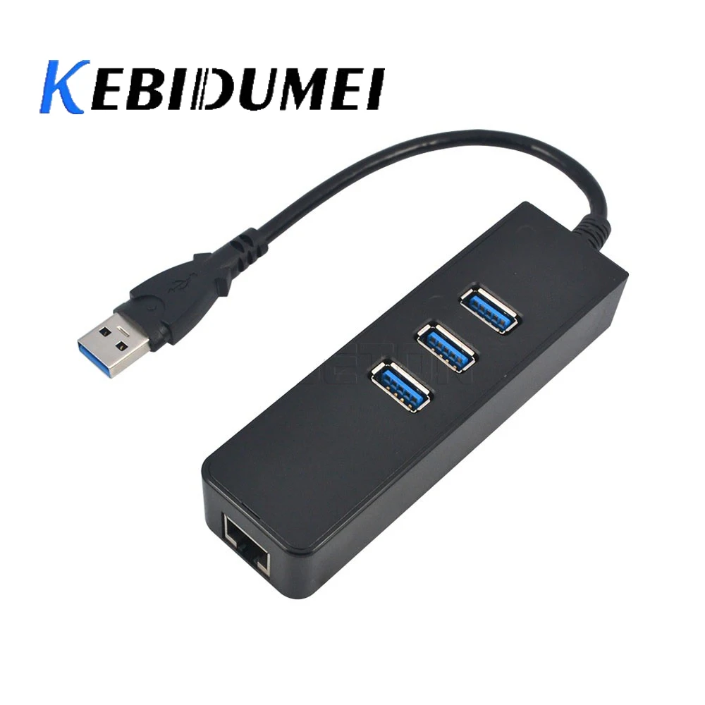 Kebidumei 10/100/1000 Мбит/с 3 порта USB 0 концентратор к RJ45 Gigabit Ethernet LAN проводной сетевой