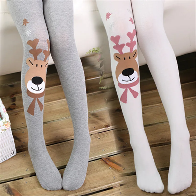 

2017 Christmas Clothing Baby Girls Tights Wapiti Cotton Tights Kids Girls Pantyhose Warm Spring Children's Stockings 2-10Y