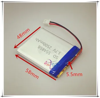 

XHR-2P 2.54 2500mAh 554858 3.7V lithium polymer battery GPS mobile phone mobile power monitoring equipment