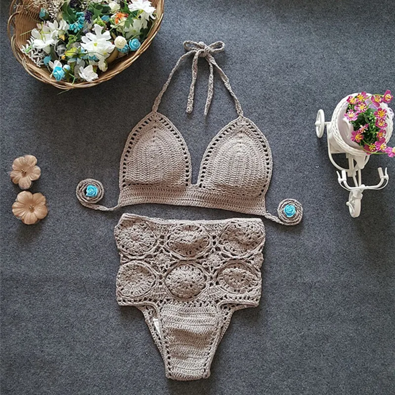 Europe and the United States in the summer 2017 ms bikini hollow out sexy underwear knitting beach two-piece swimsuit wholesale4_