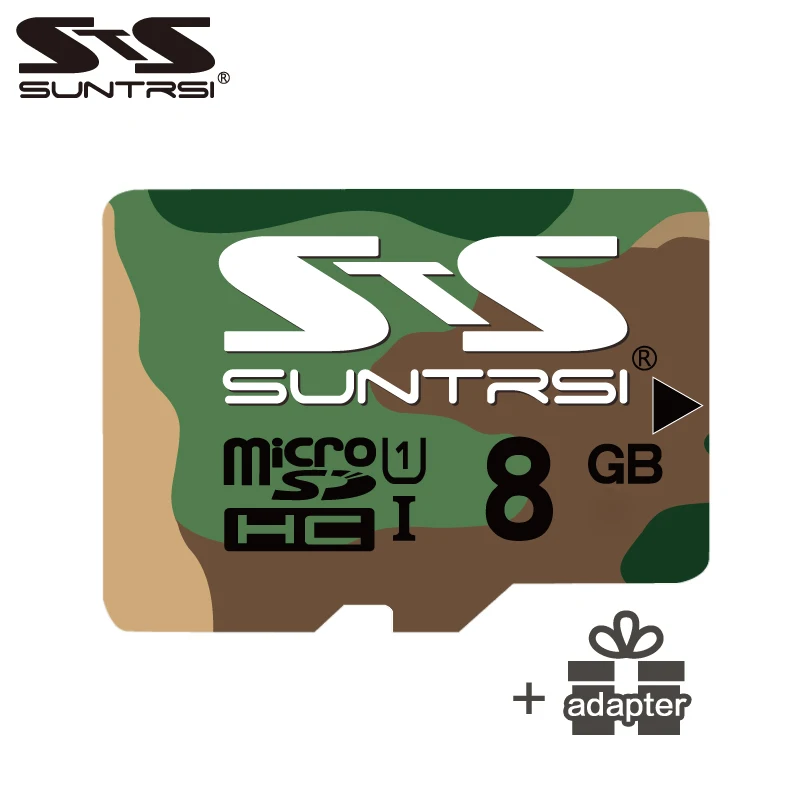 Suntrsi Micro TF карта 16 ГБ 32 ГБ 64 Гб класс 10 Microsd SD карта высокая скорость 128 Гб карта памяти для смартфона - Емкость: 8gb with adapter