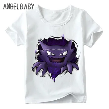 

Children Pokemon Go Gengar Design Funny T shirt Kids Summer Short Sleeve White Tops Boys and Girls Cartoon T-shirt,0005100