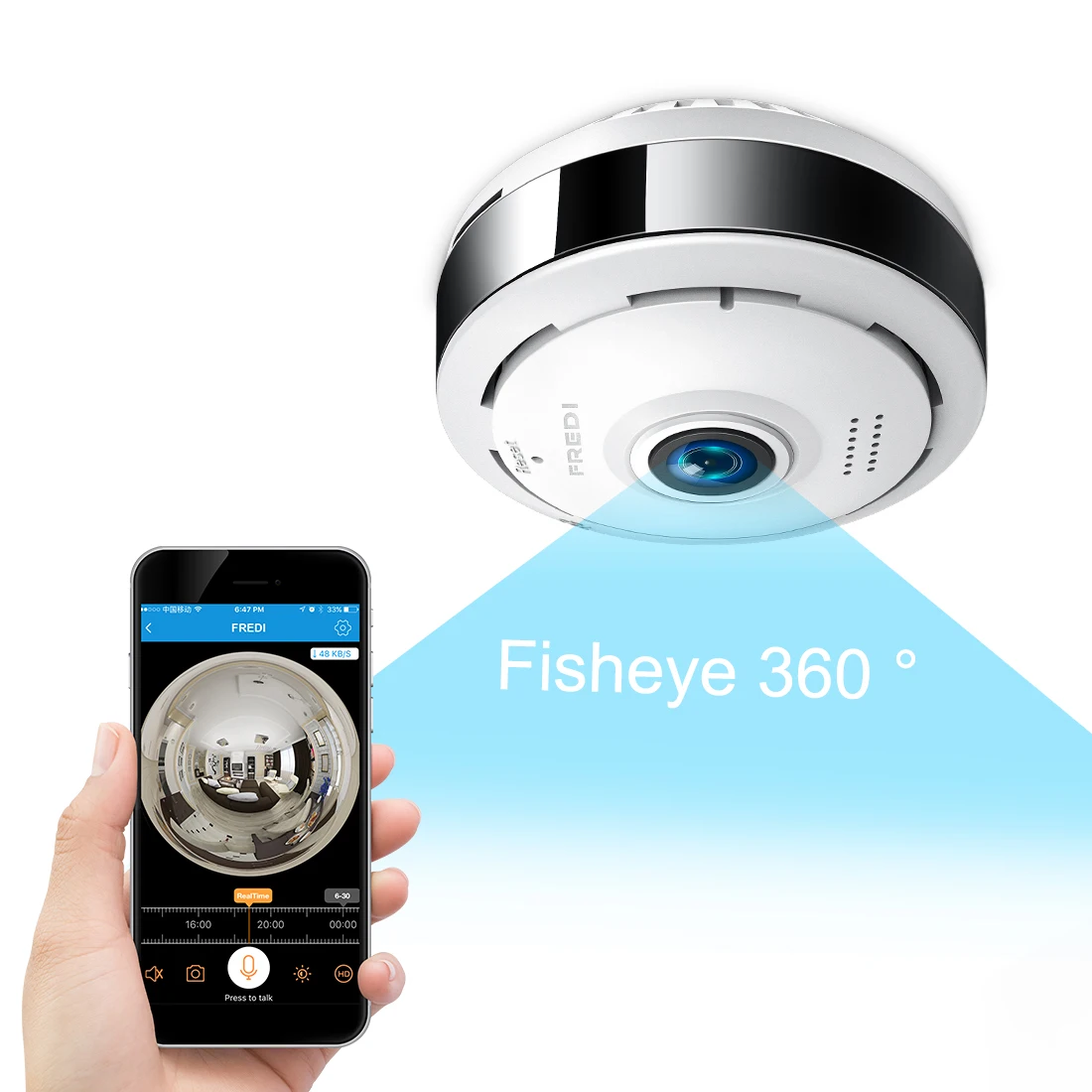 FREDI IP камера 360 градусов панорамная рыбий глаз беспроводная WiFi камера 960P HD 1.3MP CCTV камера безопасности 10 м инфракрасное ночное видение