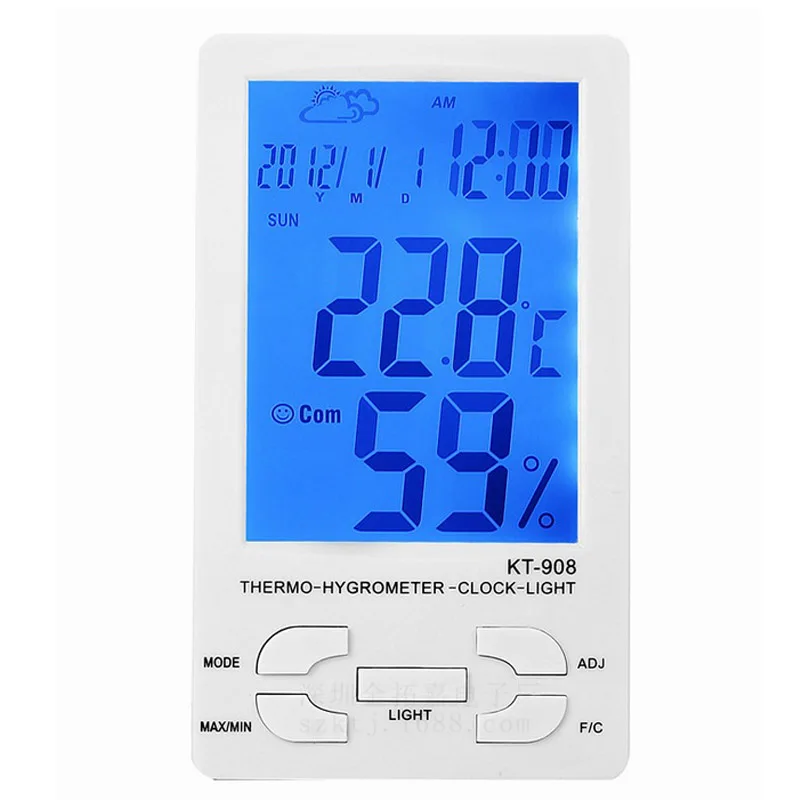 3 в 1 цифровой Температура влажность тестер Часы гигрометр термометр KT 908