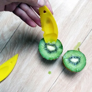 

2 in 1 Kiwi Spoon Plastic Candy Color Kiwi Dig Spoon Scoop Fruit Knife Slicer Peeler Cutter With Hole 1000pcs/lot