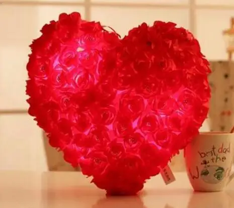 Светящаяся яркая светящаяся Подушка с лепестками роз 36 см, день рождения для девочек, подарок на свадьбу на День святого Валентина, игрушки для детей, подушка для украшения семьи - Цвет: Красный