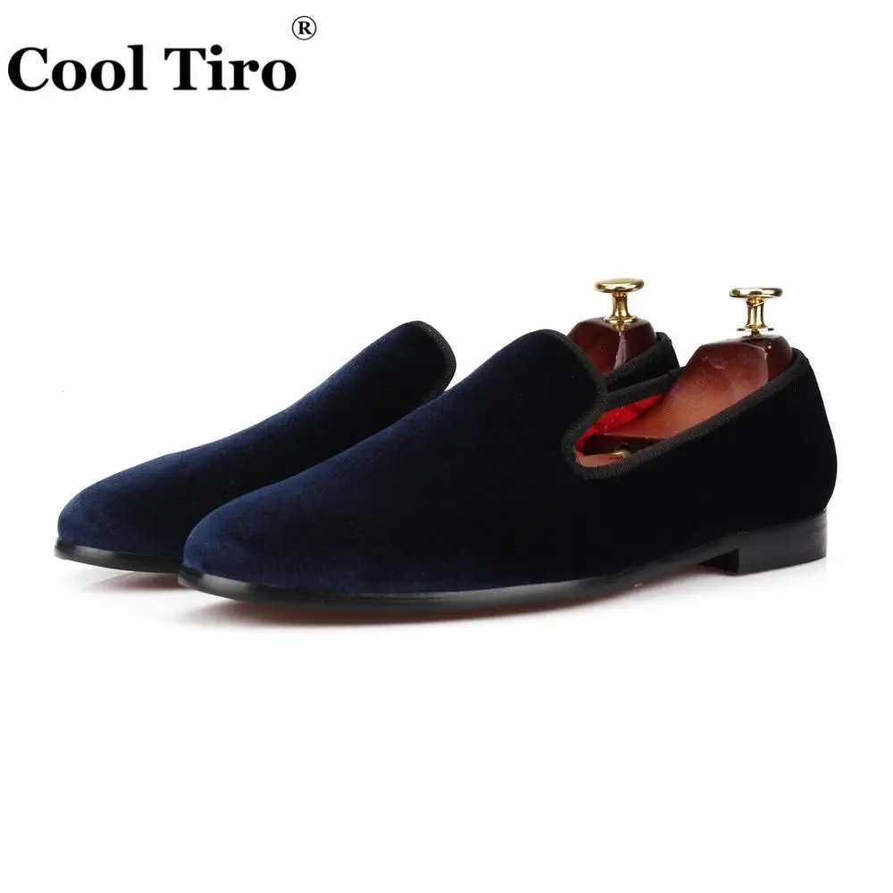 Dark blue Velvet Men Loafers Dress shoes (4)