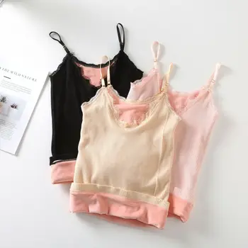 

2019 Women Seamless Velvet Sling Vest Ladies Plush Warm Top Thermal Underwear